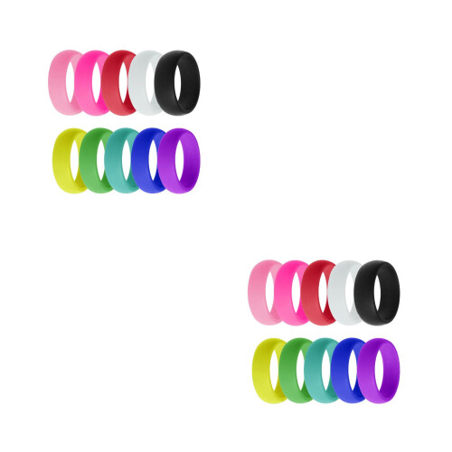 20Pcs Silicone Engagement Rings Durable Multicolor Unisex Bands 2