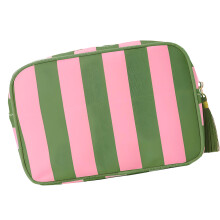 Waterdichte gestreepte kwastjes make-up tas polyester-roze groen
