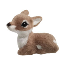Festives Artificial Furs Deer Sculpture Miniature Ornament-Gray