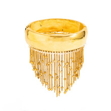 Unique Beaded Fringe Bangle Statement Wrist Jewelry-Gold-color