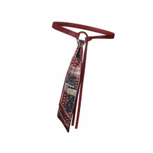 Elegant Silk Scarf Belt Sash For Women Stylish Accessory PU-Red