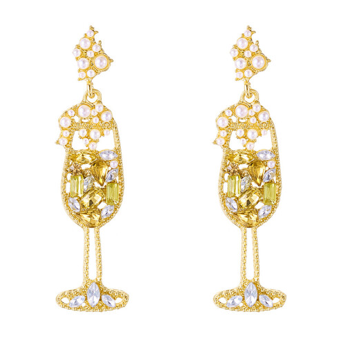 Glass Earrings Adorned With Beads And Crystals-1