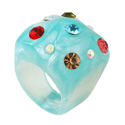 Fashionable Circular Statement Ring With Folded Texture-Blue
