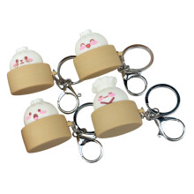 Lovely Steamed Bun Resin Keychain Small Keychain Fidgets-4 pcs