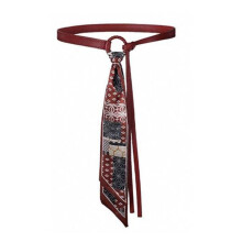 Ceinture foulard décorative en soie, respirante, en coton-Rouge