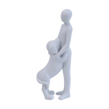 Hars man en hond standbeeld voor thuis desktop plank-Wit BY25092