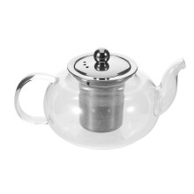 1Transparent Glass Teapot with Stainless Steel Infuser for Home Use