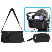 Deluxe Kinderwagen Organizer - NUBY - Abnehmbares Täschchen - Schwarz