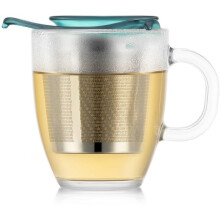 Set - BODUM - Yo-Yo - Tempered glass mug with stainless steel tea infuser - Individual - Green - 0.35 l