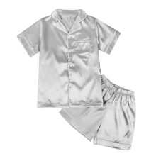 2-delige kinderpyjamaset met korte mouwen-lichtgrijs 150