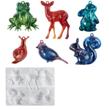 Customizable Animal Resin Mould Set Frogs Deer Bird Squirrel For