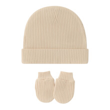 Baby Supply Beanies Hats and Mittens Winter Cap Gloves-apricot