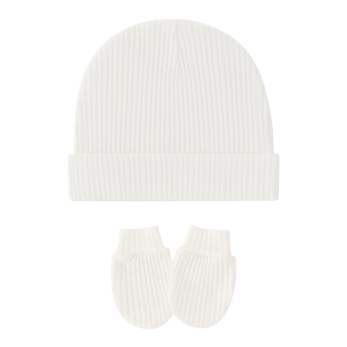 Ensemble de gants d'hiver sans rayures, bonnets, chapeaux,-Blanc