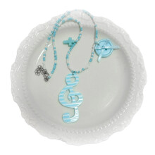 Retro-Y2K-inspirierte Perlenkette mit Musiknoten-Charm,-Blau