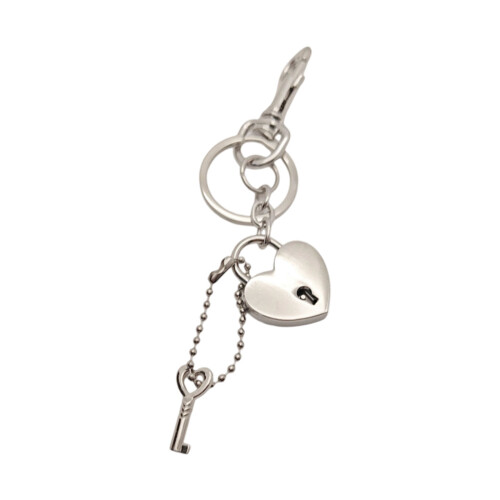 Stylish Double Tone Heart Shaped-Silver key chain key pendan