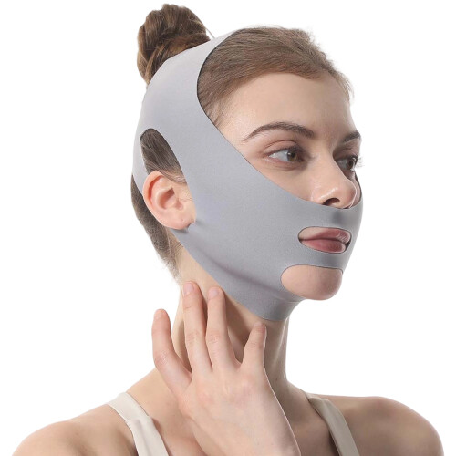 NonSlip Face Firming Strap Chin Up Support Comfortable For-grey