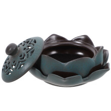 4Pcs Vintage Green Lotus Ceramic Incense Burner Ornament