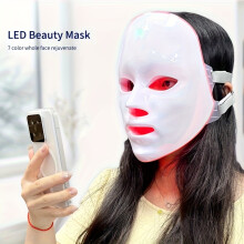 (White) 7-Color Facial Mask Device, Portable Skincare Equipment, Home Beauty Care Tool, USB Rechargeable, a Gift for Girlfriend And Valentine'S Day