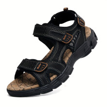 (Black, 8.5) Men's Beach Sandals, Lightweight Breathable Comfortable with Massage Pattern Sole, Suitable for Outdoor Use