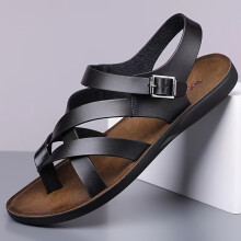 (Black, 6.5) 2026 New Side Buckle Toe Post Casual Classic Men'S Roman Sandals