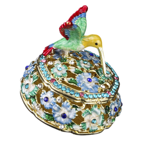 Exquisite dekorative Box in Kolibri-Form, Schmuckschatulle,-Blau