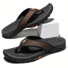 (Black Orange, 10.5) New Men's Sports Outsole Wedge Slippers, Indoor/Outdoor Comfortable and Portable Men's Fashion Sandals