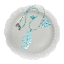 Fashionable Beaded Note Charm Necklace Present For Women-Blue