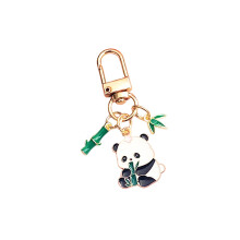 Bamboo and Panda Couple Keychain Car Bag Pendant Metal-2