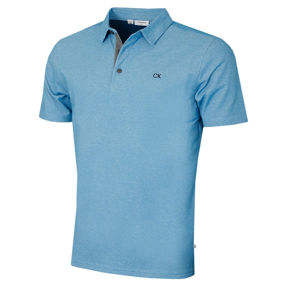 Calvin Klein (Xxxxxl, ) Mens 2026 Prep Campus Oxford Pique Golf Polo Shirt Blue