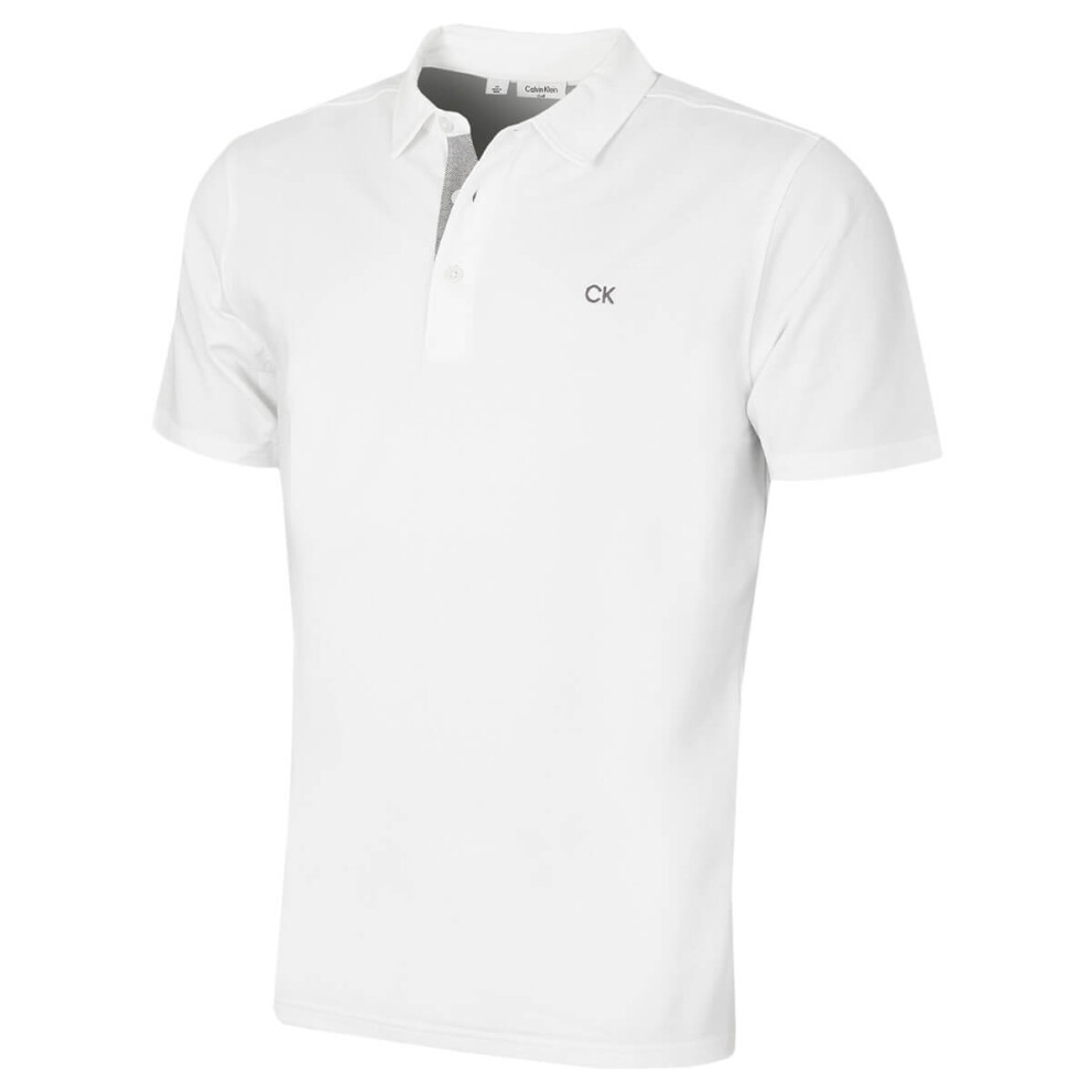 Calvin Klein (Xxxl, ) Mens 2026 Prep Campus Oxford Pique Golf Polo Shirt White