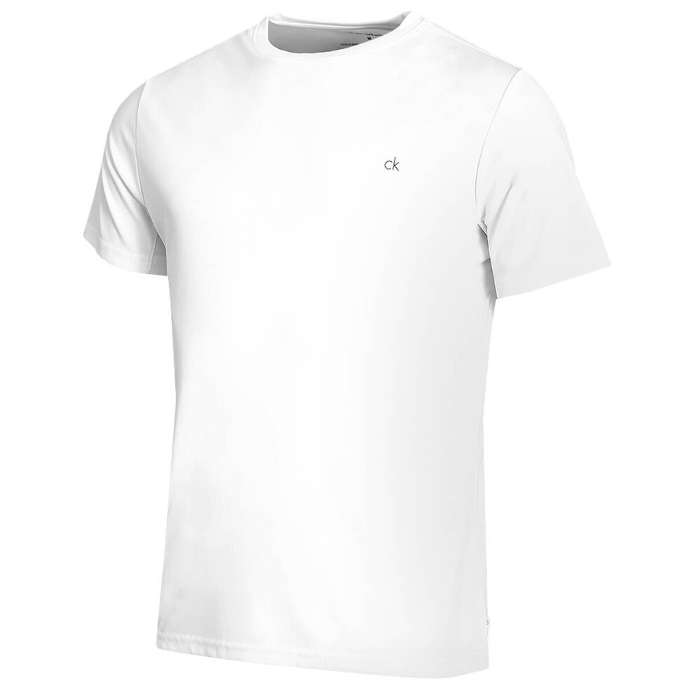 Calvin Klein (S, ) Mens 2026 Harlem Quick Drying Crew Neck Lightweight Golf T-Shirt White