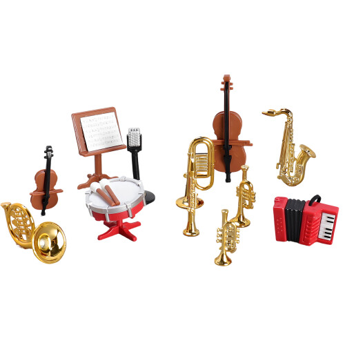 Petit ensemble d'instruments de musique en plastique, figurine
