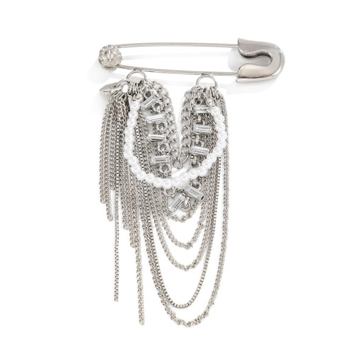 Épingle à pampilles en perles et strass, accessoire tendance