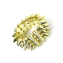 Legering klinknagel punkstijl elastische armband breed-Goudkleur