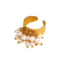 Artisanal Crafted Rhinestones Pearls Twisted Rings Stylish-C