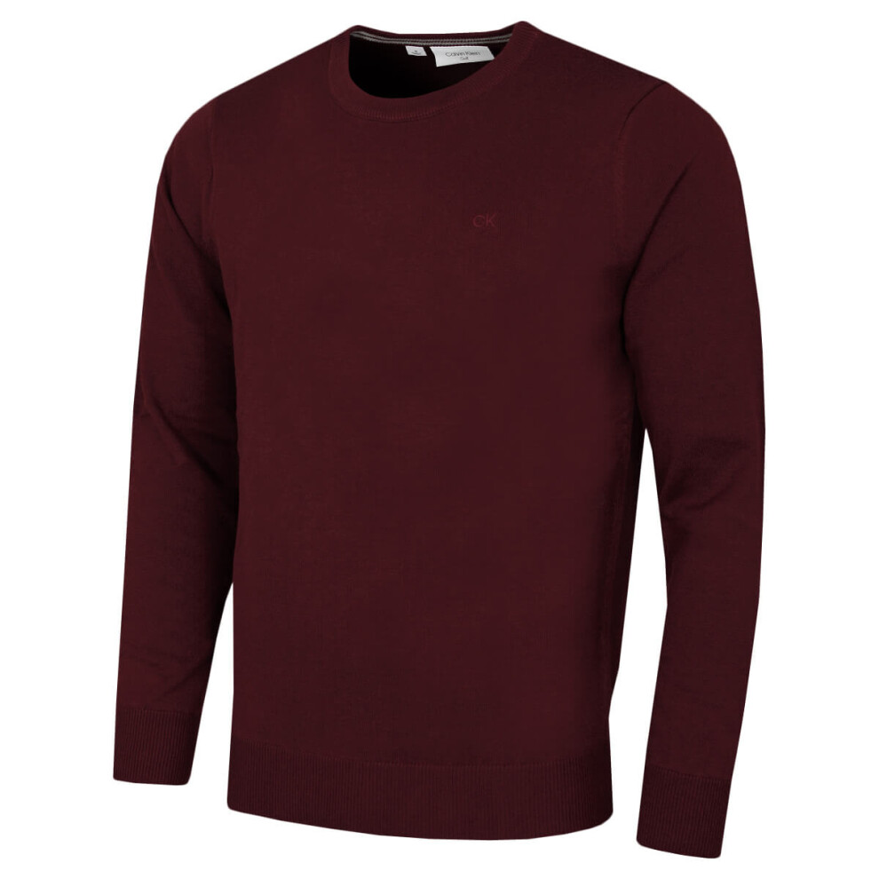 Calvin Klein (Xxl, Port) Mens 2026 Crew Neck Cotton Breathable Golf Sweater