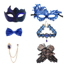 Couple mascarades bal déguisement mascarades masque-Bleu