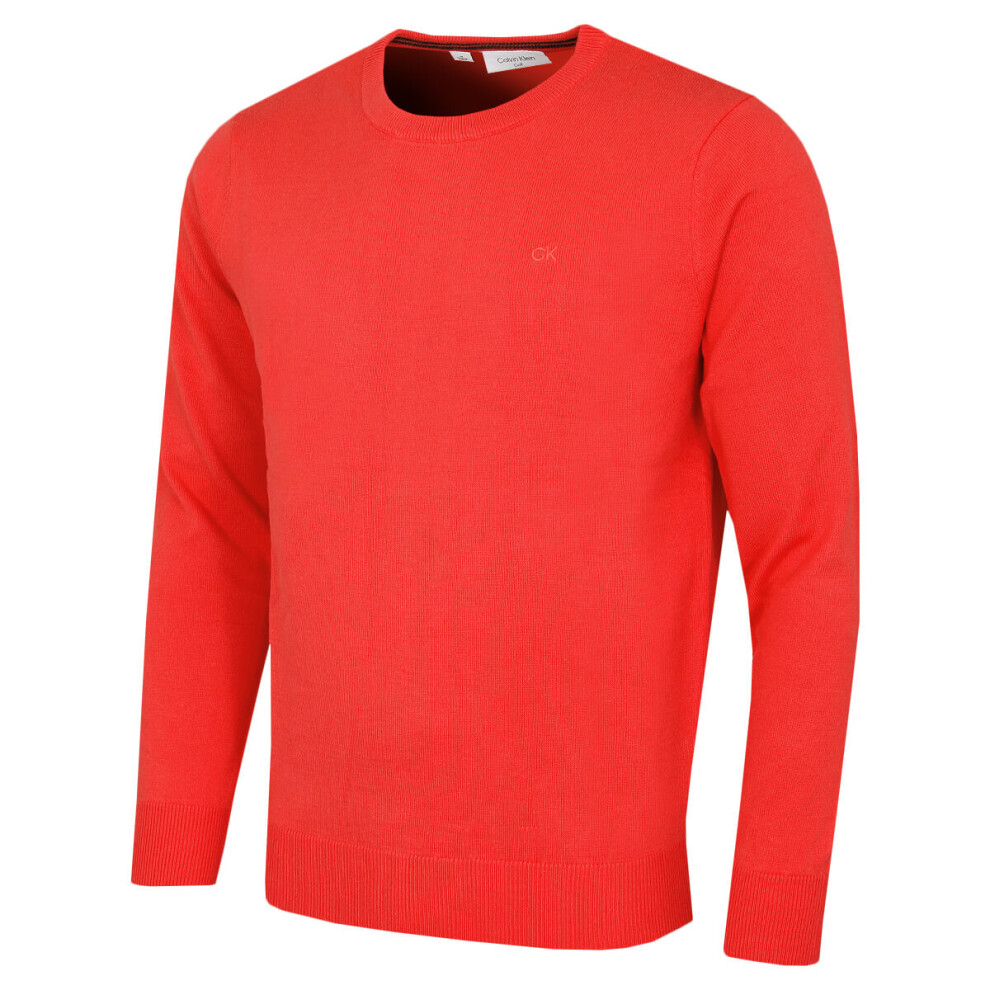 Calvin Klein (Xxl, ) Mens 2026 Crew Neck Cotton Breathable Golf Sweater Coral