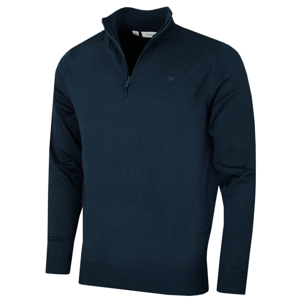 Calvin Klein (Xxxl, Petrol) Mens 2026 Campus 1/2 Zip All Season Easy Care Sweater