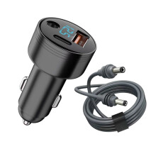 3 In 1 Vehicle Charger Adapter With LED Voltages-Black 2 meters