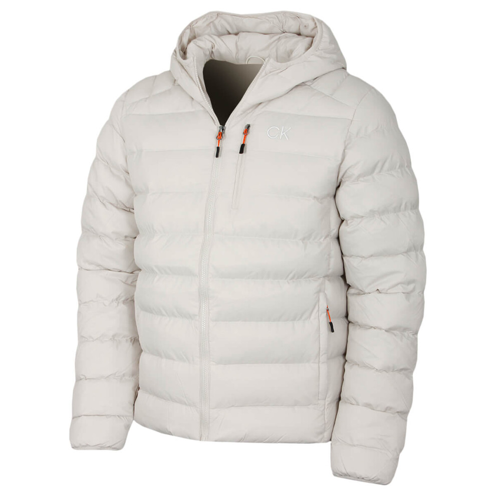 Calvin Klein (S, Parchment) Mens 2026 San Gabriel Padded Woven Jacquard Jacket Not,Specified