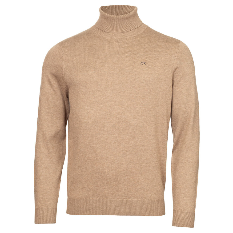 Calvin Klein (Xxxl, Oat Marl) Mens 2026 Ck Roll Neck Rib Knit Durable Sweater