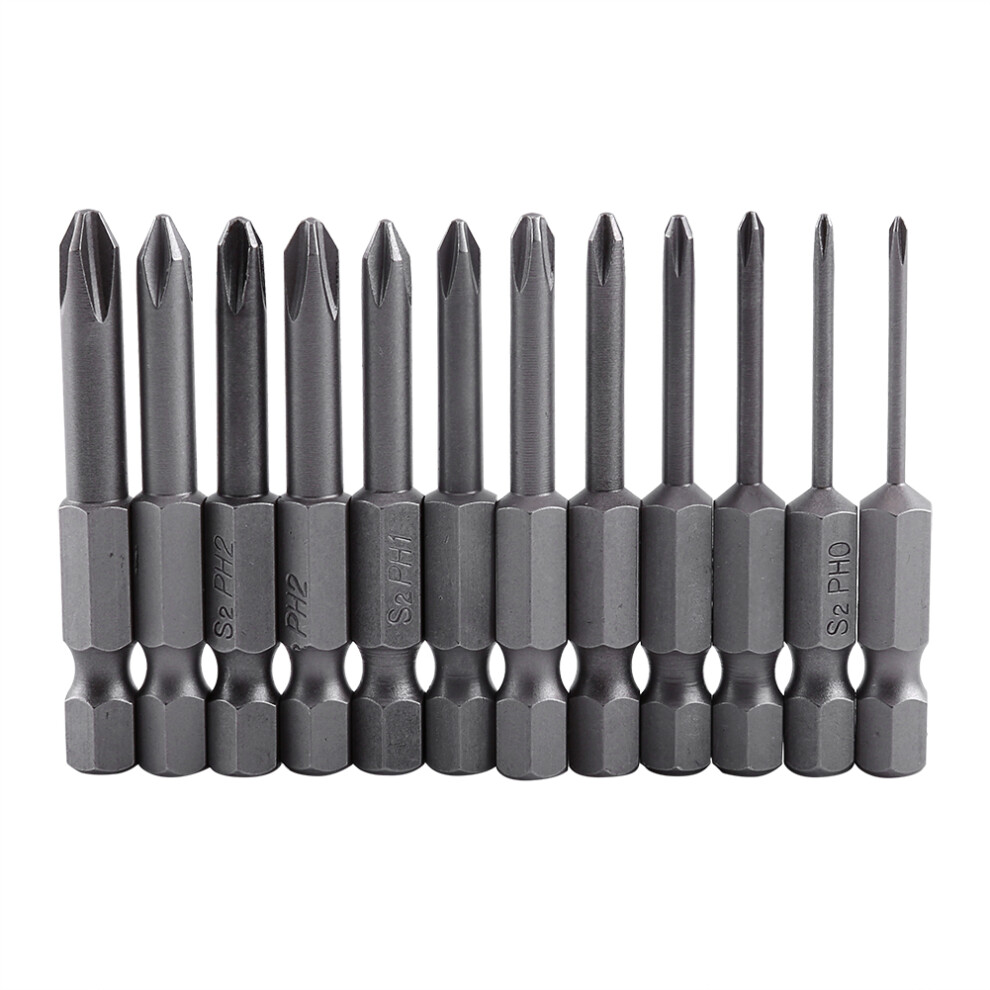 50mm S2 Alloy Cross Screwdriver Bits 12-Piece