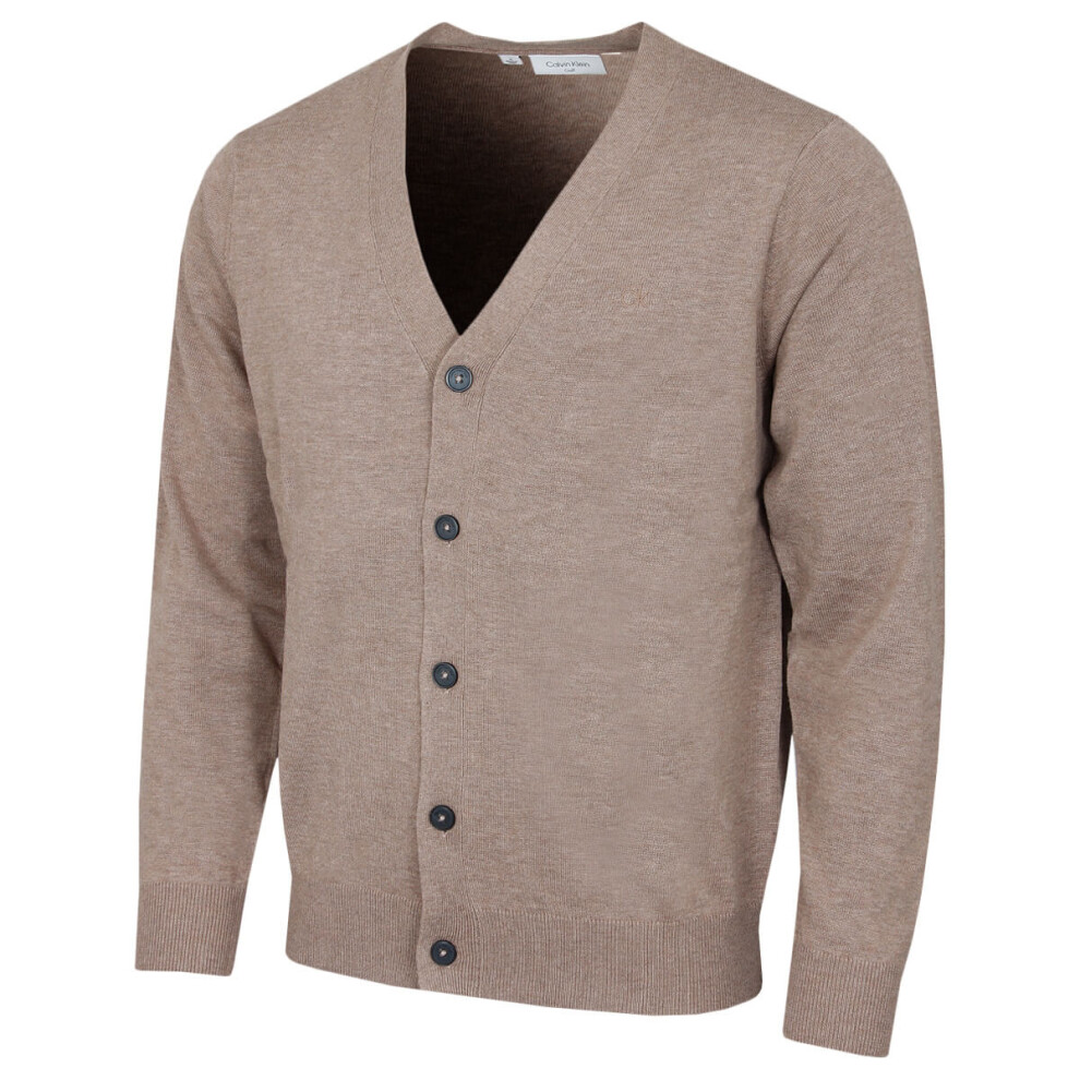 Calvin Klein (S, Oat Marl) Mens 2026 Blackthorn V-Neck Soft Classic Golf Cardigan