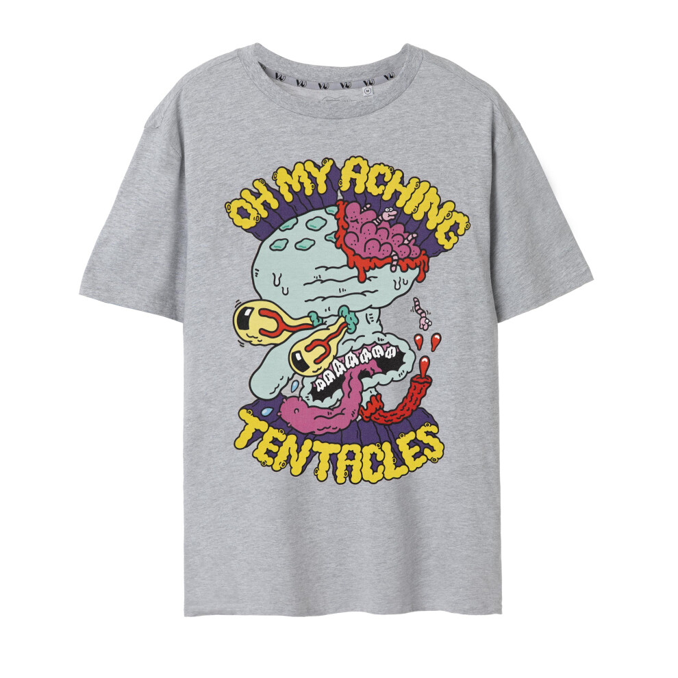 Spongebob Squarepants (Medium) Short Sleeved T-Shirt (Mens ) Grey