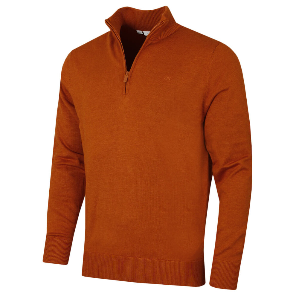 Calvin Klein (Xxl, Ginger) Mens 2026 Campus 1/2 Zip All Season Easy Care Sweater