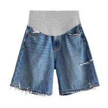 Comfortable High Waist Shorts For Pregnant Women Summer-Blue M