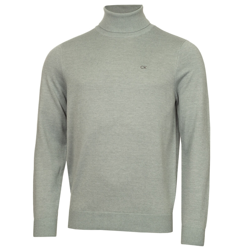 Calvin Klein (Xxl, Sage) Mens 2026 Ck Roll Neck Rib Knit Durable Sweater Green