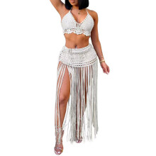 Womens Beach Swimsuit Coverup Crochet Swimwears Wrap-White