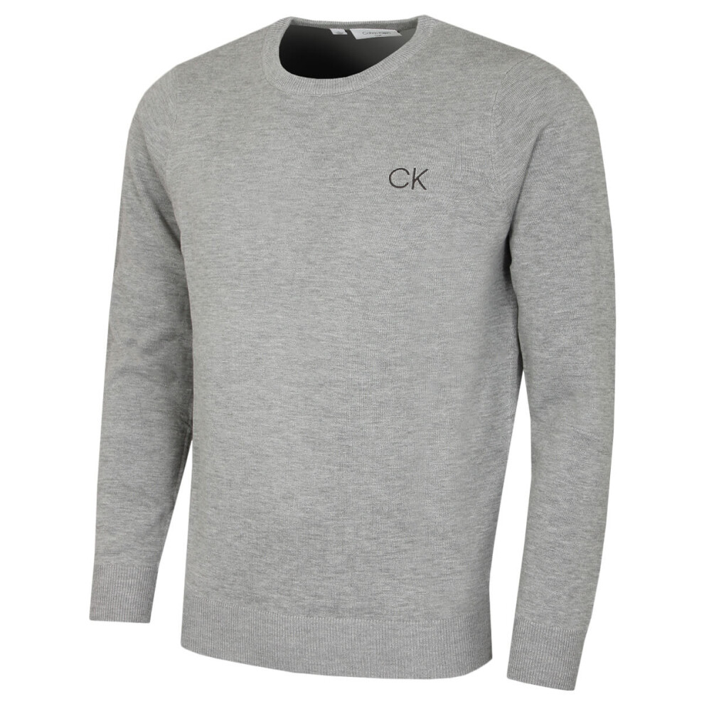 Calvin Klein (Xxxxl, ) Mens 2026 Durable Comfort Crew Neck Tour Golf Sweater Silver